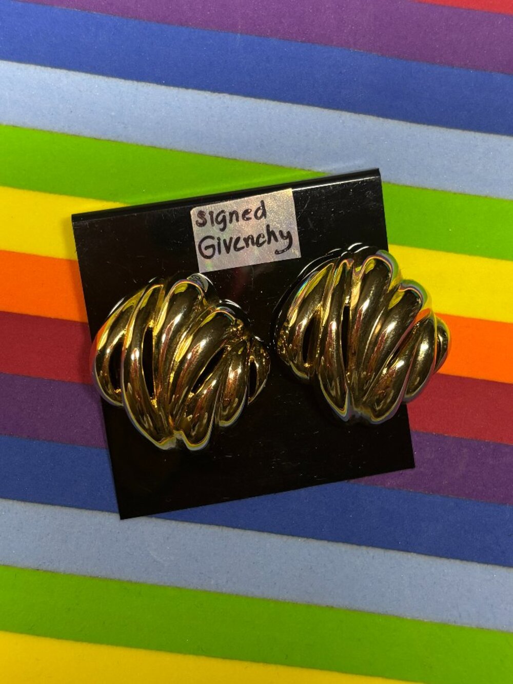 Vintage Signed Givenchy Gold Post Back Earrings